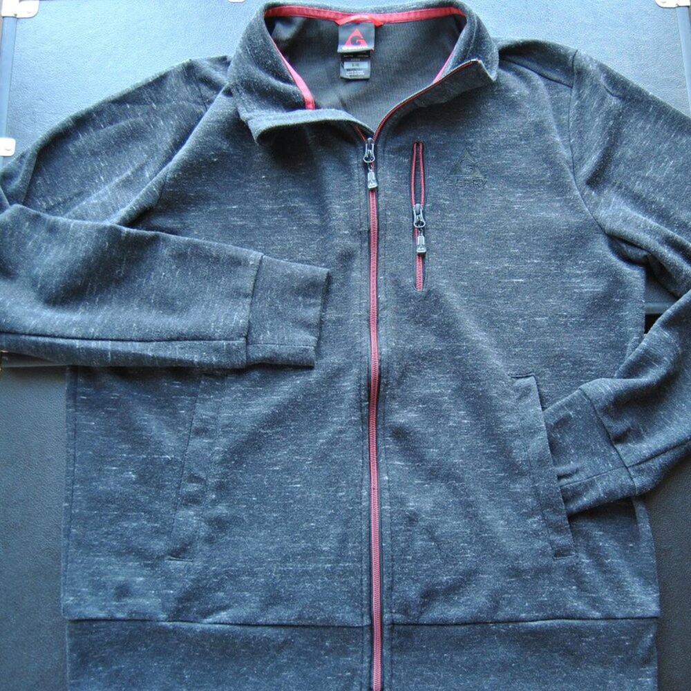 Gerry Black Full Zip-up Sweater with Chest Zipper Pocket Large